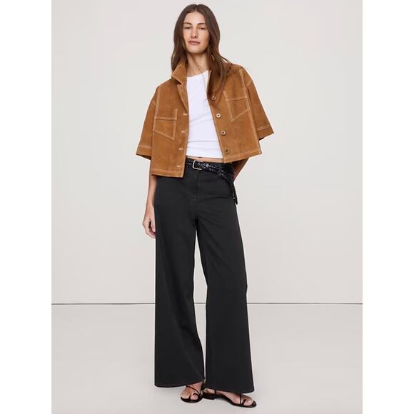 NWT BANANA REPUBLIC High-rise, Wide-leg, Light-weight Stretch-Cotton Pants - Picture 7 of 8